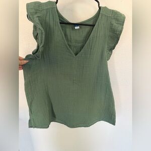 Old Navy Olive Green Flutter Sleeve V-Neck Camisole